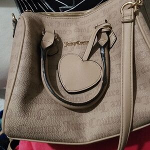 Juicy Couture Taupe Heart Accent Satchel